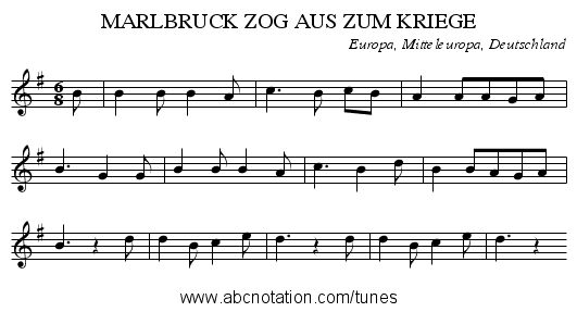 MARLBRUCK ZOG AUS ZUM KRIEGE - staff notation