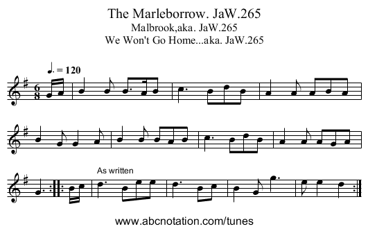 Marleborrow. JaW.265, The - staff notation