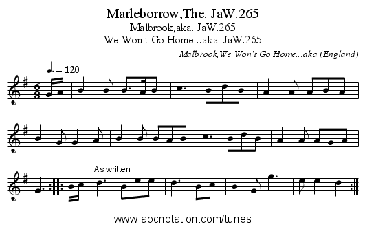 Marleborrow,The. JaW.265 - staff notation