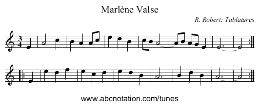 Marlène Valse - staff notation