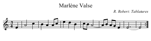 Marlène Valse - staff notation