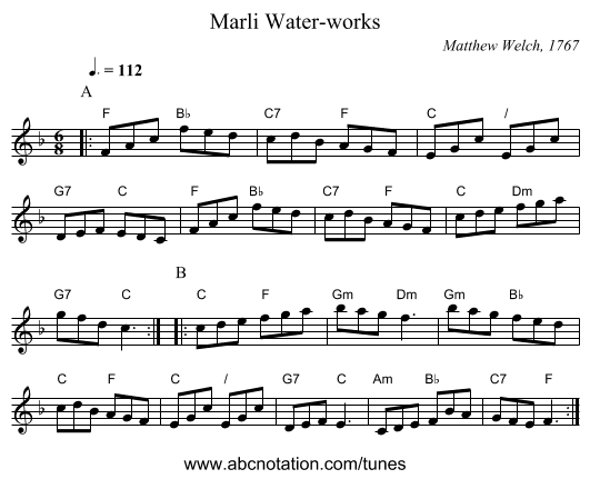 Marli Water-works - staff notation