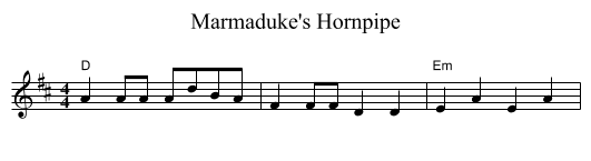 Marmaduke's Hornpipe - staff notation