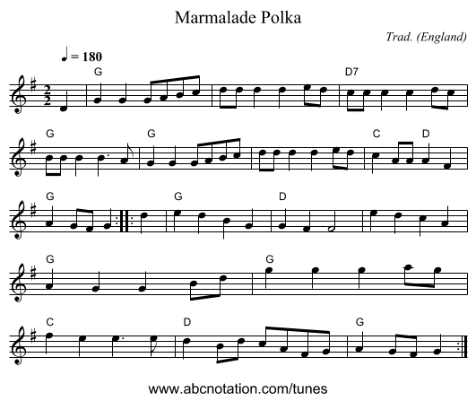 Marmalade Polka - staff notation