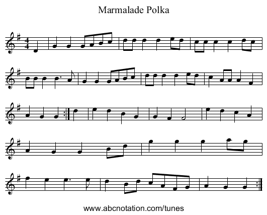 Marmalade Polka - staff notation