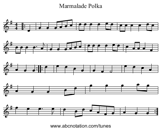 Marmalade Polka - staff notation