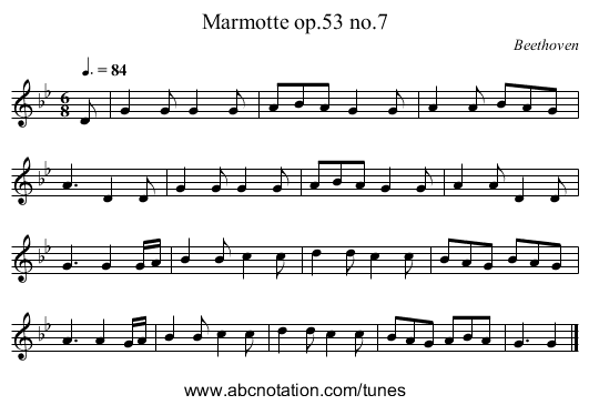 Marmotte op.53 no.7 - staff notation