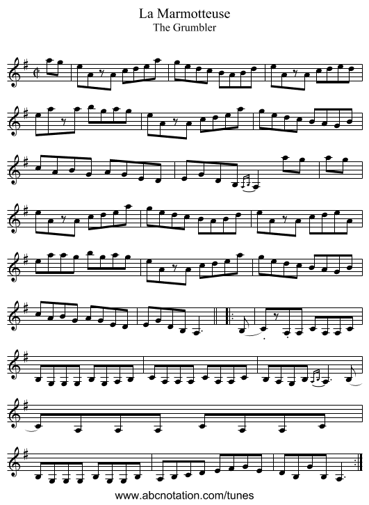 Marmotteuse, La - staff notation