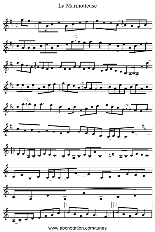 Marmotteuse, La - staff notation