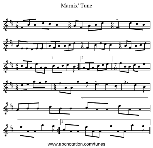 Marnix' Tune - staff notation