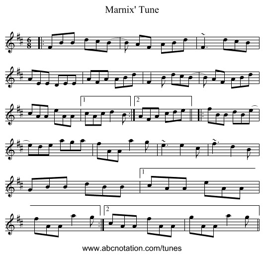 Marnix' Tune - staff notation