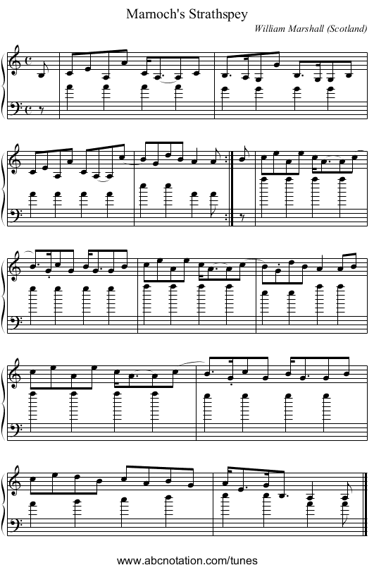 Marnoch's Strathspey - staff notation