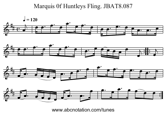 Marquis 0f Huntleys Fling. JBAT8.087 - staff notation