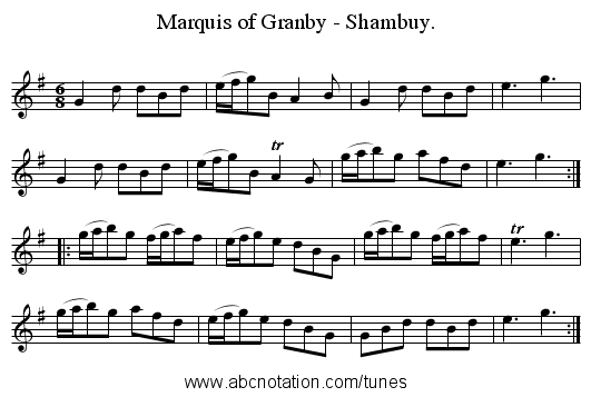 Marquis of Granby - Shambuy. - staff notation