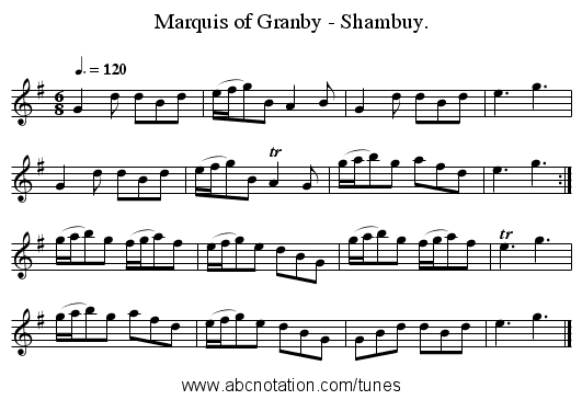 Marquis of Granby - Shambuy. - staff notation