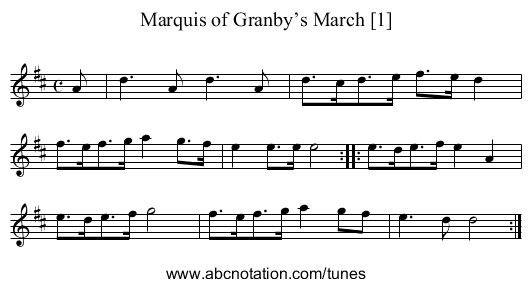Marquis of Granby’s March [1] - staff notation