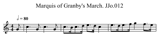 Marquis of Granby's March. JJo.012 - staff notation