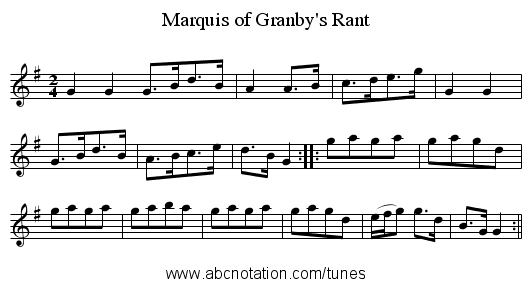 Marquis of Granby's Rant - staff notation