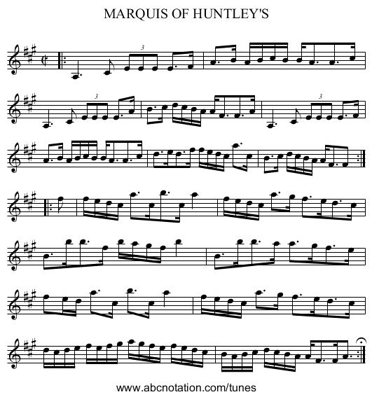 MARQUIS OF HUNTLEY'S - staff notation