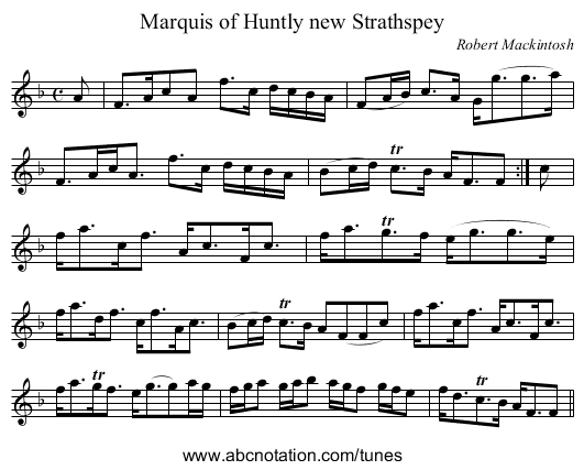 Marquis of Huntly new Strathspey - staff notation