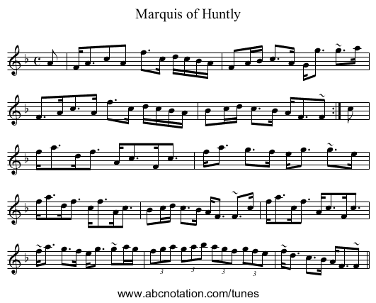 Marquis of Huntly - staff notation