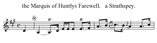 Marquis of Huntlys Farewell.   a Strathspey., the  - staff notation