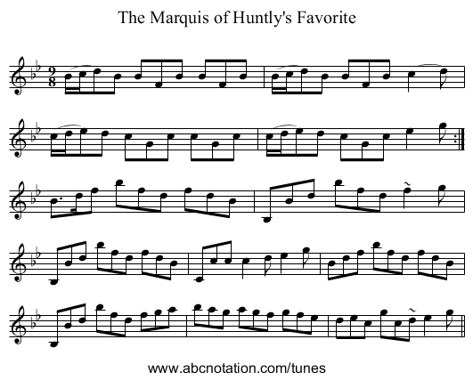 Marquis of Huntly's Favorite, The - staff notation