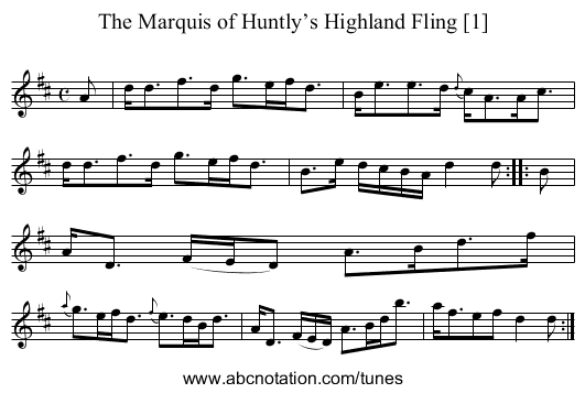 Marquis of Huntly’s Highland Fling [1], The - staff notation