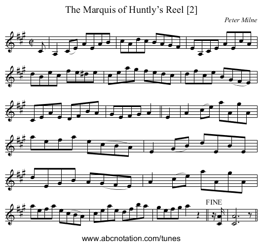 Marquis of Huntly’s Reel [2], The - staff notation