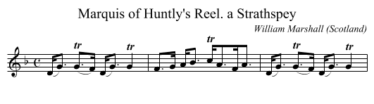 Marquis of Huntly's Reel. a Strathspey - staff notation