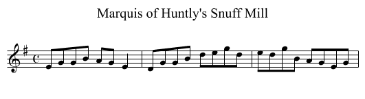 Marquis of Huntly's Snuff Mill - staff notation