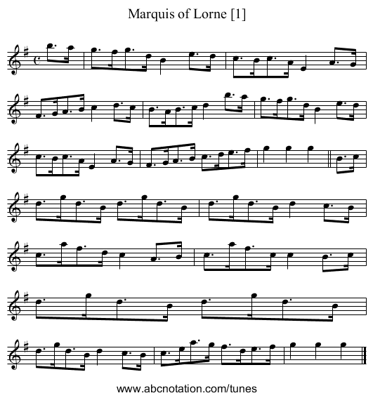 Marquis of Lorne [1] - staff notation