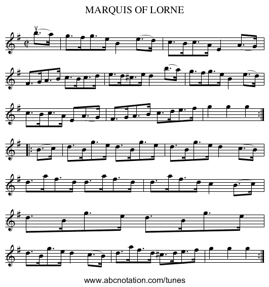 MARQUIS OF LORNE - staff notation