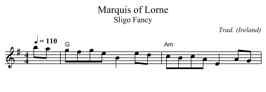 Marquis of Lorne - staff notation