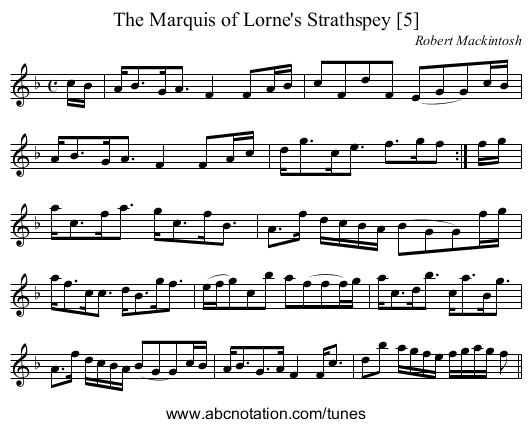 Marquis of Lorne's Strathspey [5], The - staff notation
