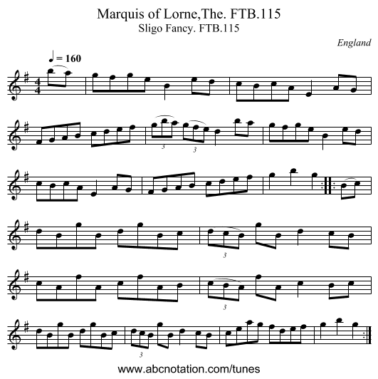 Marquis of Lorne,The. FTB.115 - staff notation