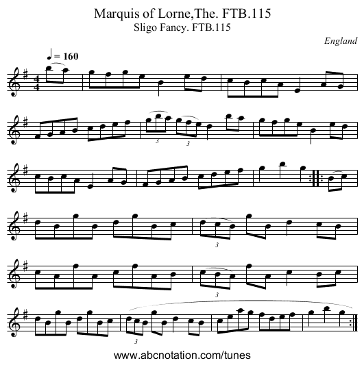 Marquis of Lorne,The. FTB.115 - staff notation