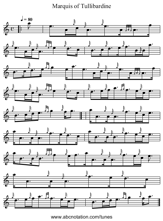 Marquis of Tullibardine - staff notation