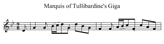 Marquis of Tullibardine's Giga - staff notation