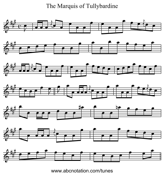 Marquis of Tullybardine, The - staff notation