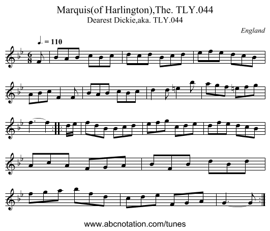Marquis(of Harlington),The. TLY.044 - staff notation