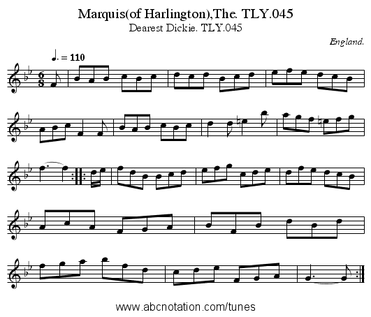 Marquis(of Harlington),The. TLY.045 - staff notation