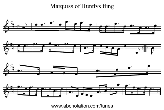 Marquiss of Huntlys fling - staff notation