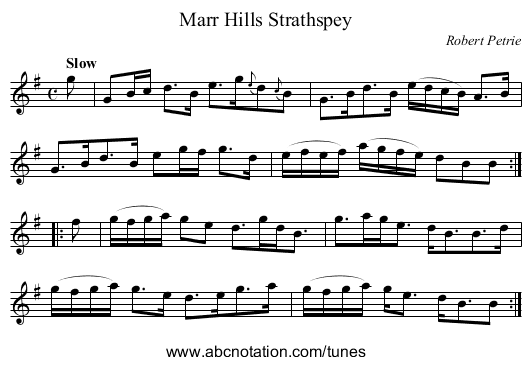 Marr Hills Strathspey - staff notation