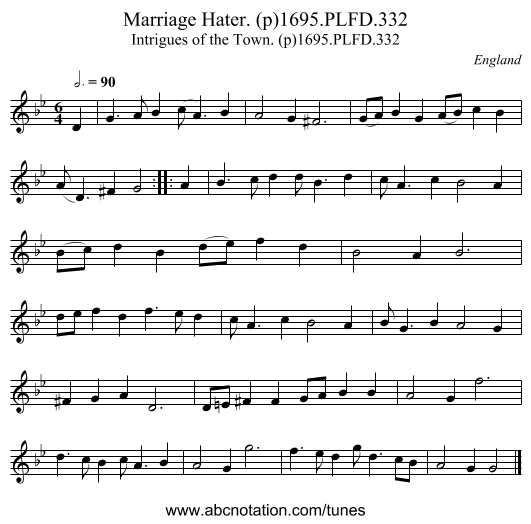 Marriage Hater. (p)1695.PLFD.332 - staff notation