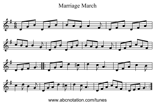 Marriage March - staff notation