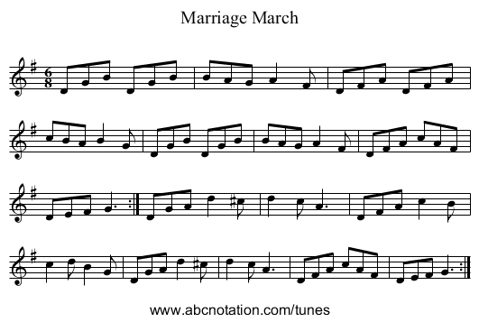 Marriage March - staff notation