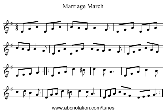 Marriage March - staff notation