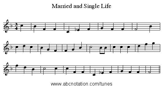 Married and Single Life - staff notation