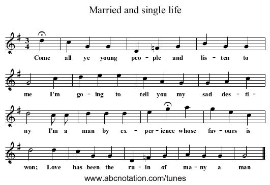 Married and single life - staff notation